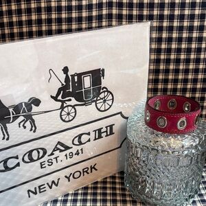 Coach Leather Grommet Cuff Bracelet In fuchsia